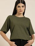 Olive Green Drop Shoulder Oversize T Shirt