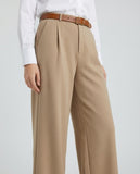 Tailored Wide Leg Pants - Khaki