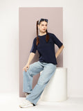 Navy Blue Drop Shoulder Oversize T Shirt