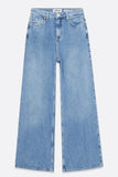 Mid Blue High Waisted Wide Leg