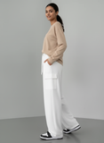 PURE WHITE HIGH WAISTED CARGO SWEATPANT