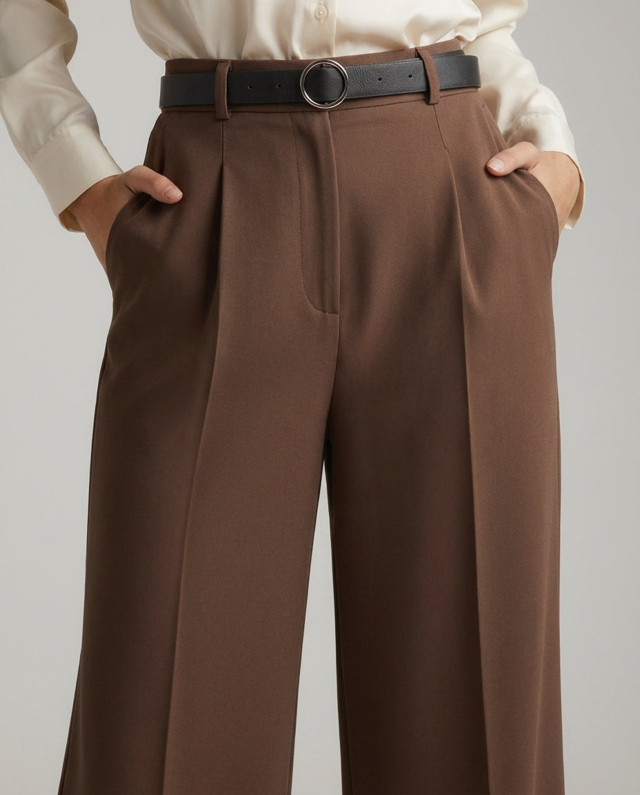 wide leg brown dress pants women Tailored Wide Leg Pants