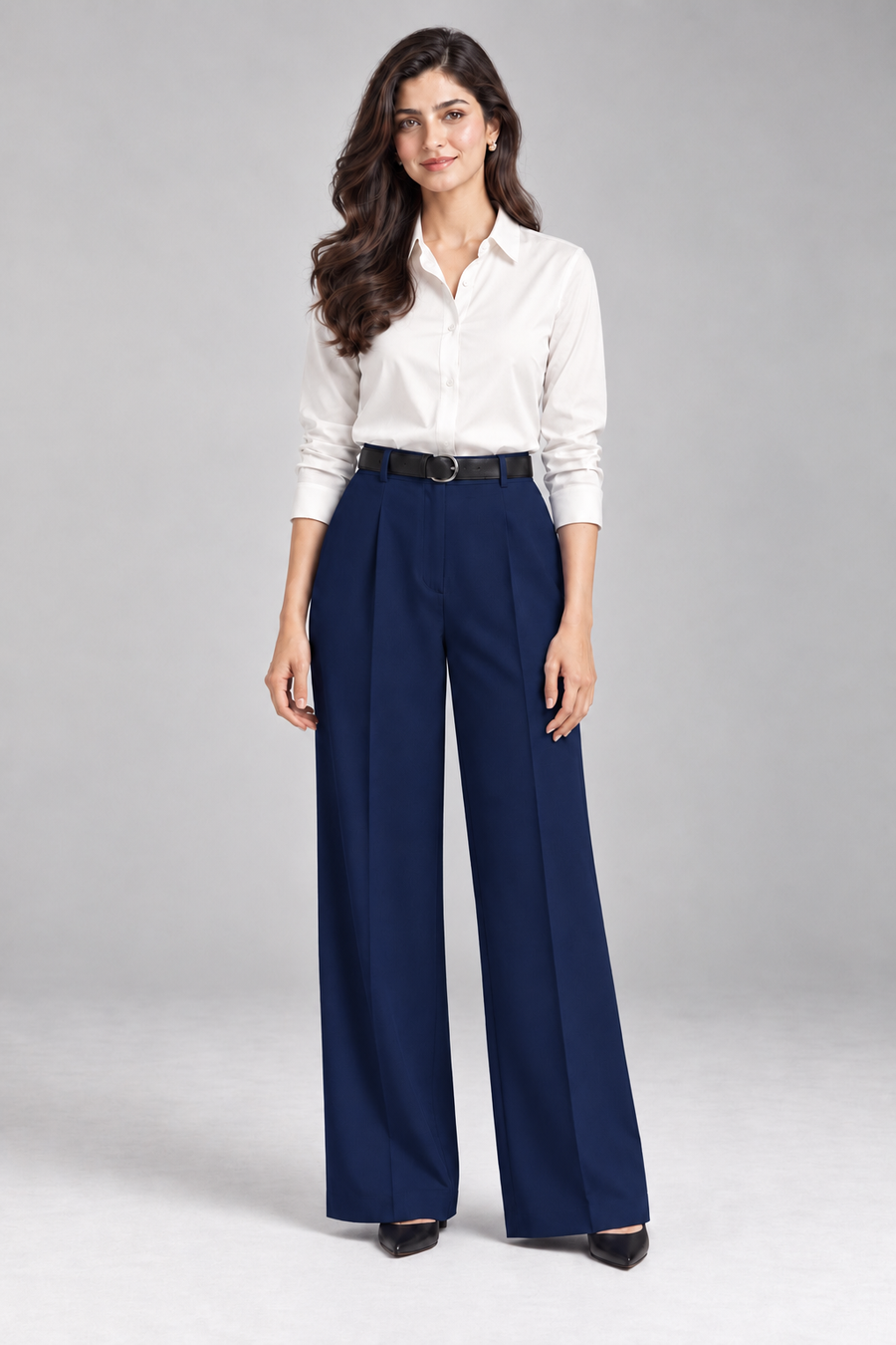 Tailored Wide Leg Pants - Blue