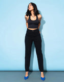 Pure Black High-Waist Slim Mom Jeans