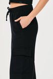 PURE BLACK HIGH WAISTED CARGO SWEATPANT