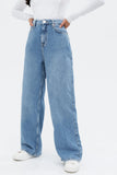 Mid Blue High Waisted Wide Leg