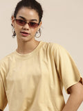 Beige Drop Shoulder Oversize T Shirt