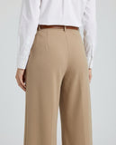 Tailored Wide Leg Pants - Khaki