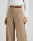 Tailored Wide Leg Pants - Khaki
