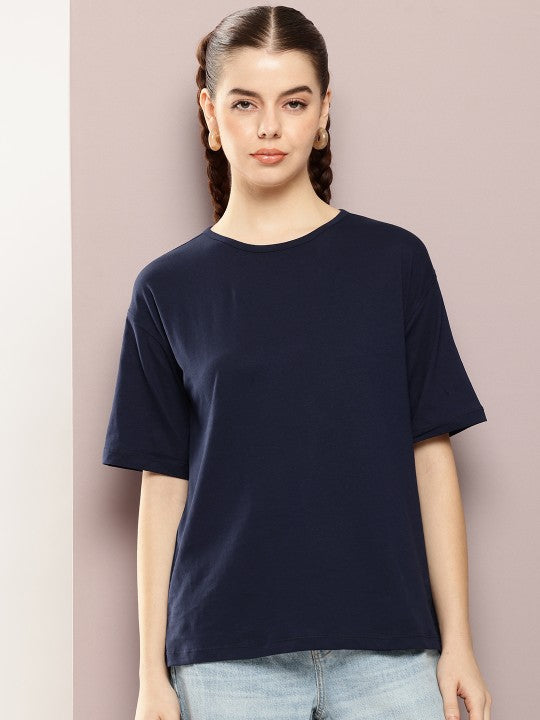 Navy Blue Drop Shoulder Oversize T Shirt
