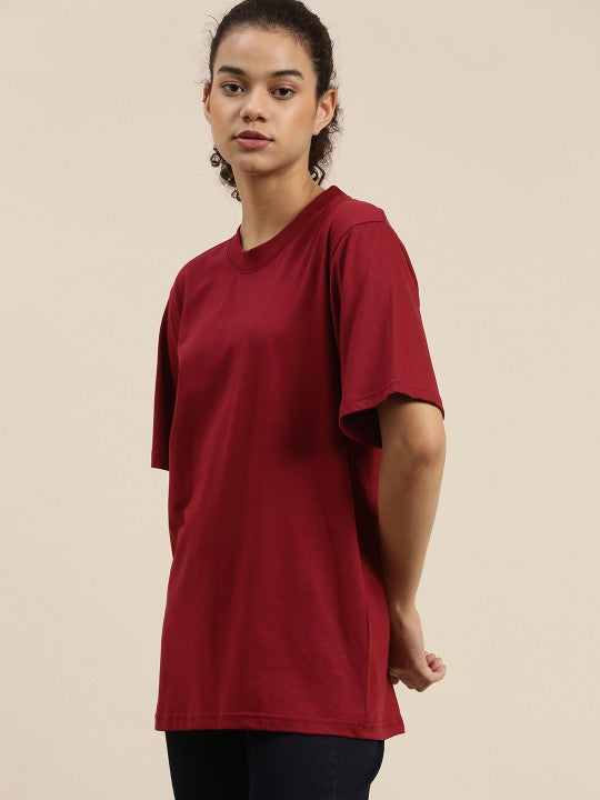 Maroon Drop Shoulder Oversize T Shirt