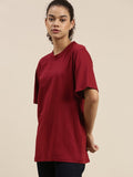Maroon Drop Shoulder Oversize T Shirt