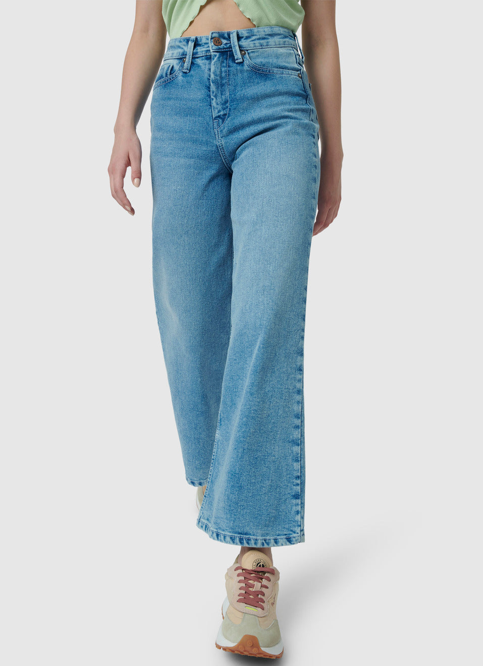 Wide Leg Loose Fit High Waist Jeans Mid Blue