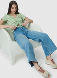 Wide Leg Loose Fit High Waist Jeans Mid Blue