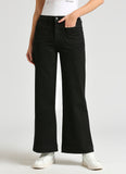 Hailey Premium Black High Waist Wide Leg Jeans