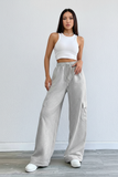 GREY  HIGH WAISTED CARGO SWEATPANT