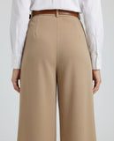 Tailored Wide Leg Pants - Khaki