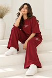 Women’s Oversized Co-Ord Set – Maroon | Burraq