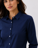 Women’s Cotton Button Down Shirt - Navy Blue