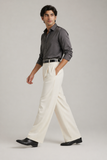 Mens Tailored Wide Leg Pants - Off White