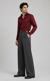 Mens Tailored Wide Leg Pants - Dark Gray