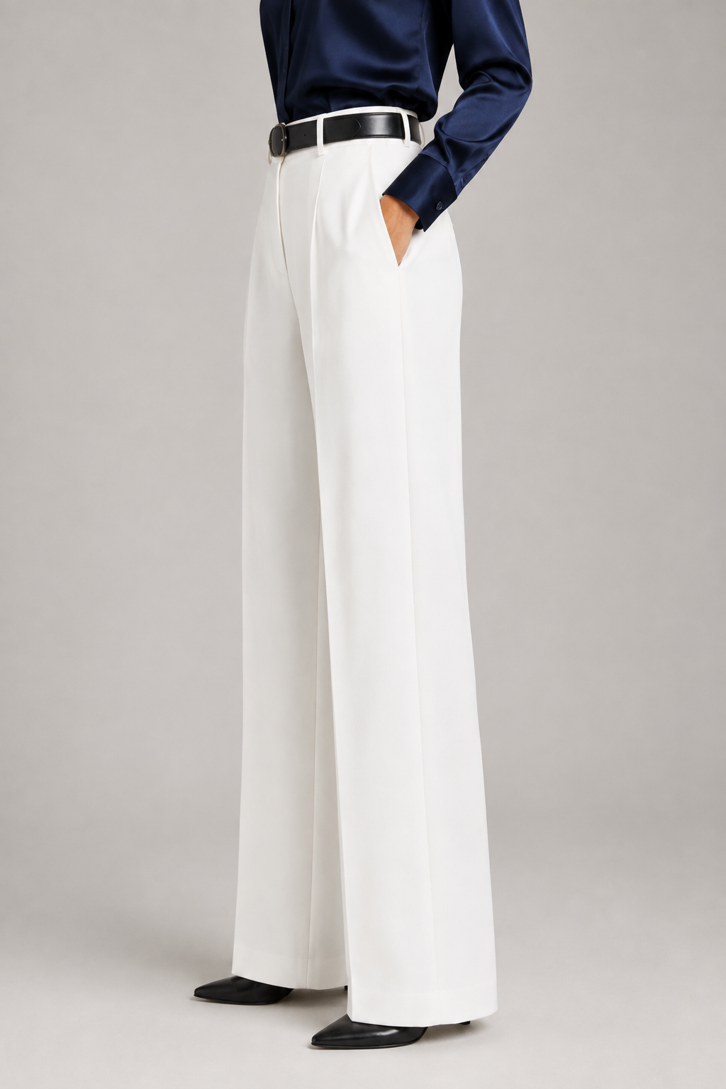 Tailored Wide Leg Pants - Pure White