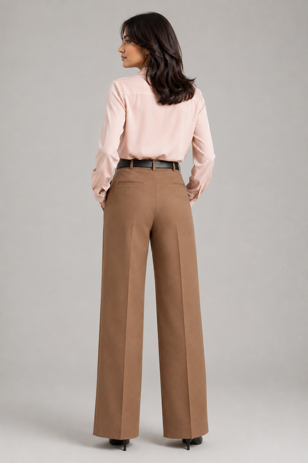 Tailored Wide Leg Pants - Golden Brown