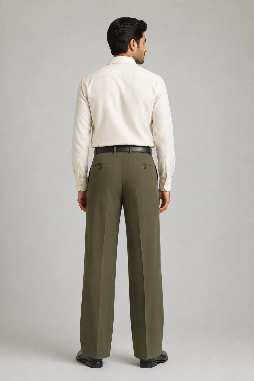 Mens Tailored Wide Leg Pants - Olive Green