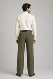 Mens Tailored Wide Leg Pants - Olive Green