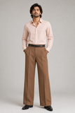 Mens Tailored Wide Leg Pants - Golden Brown