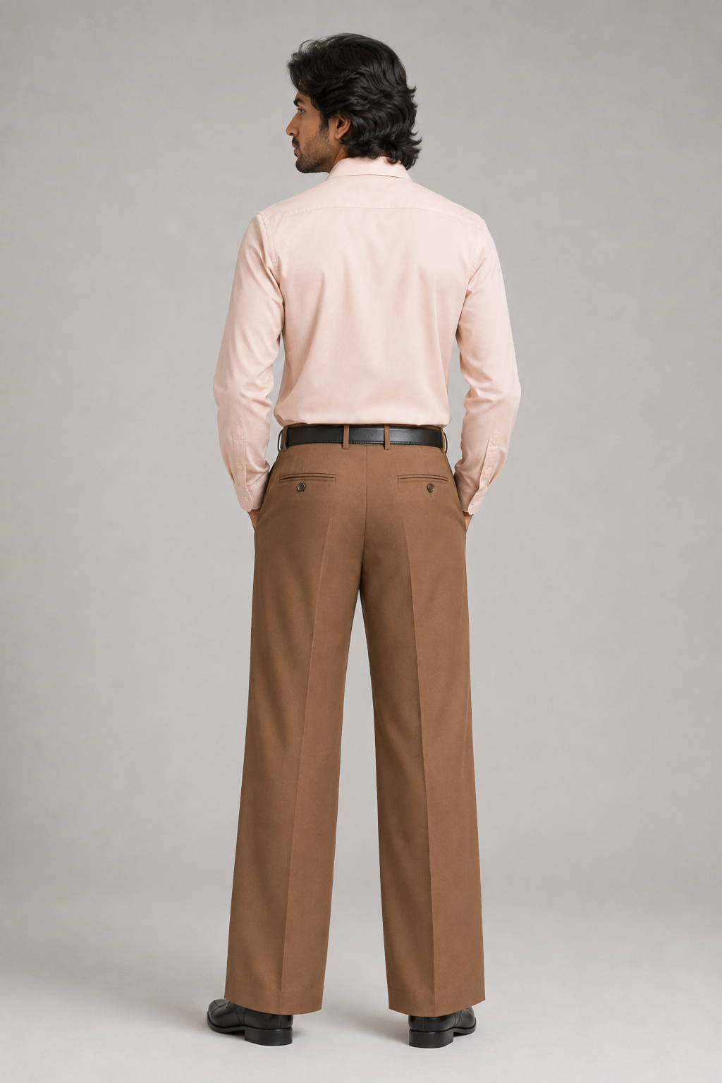 Mens Tailored Wide Leg Pants - Golden Brown