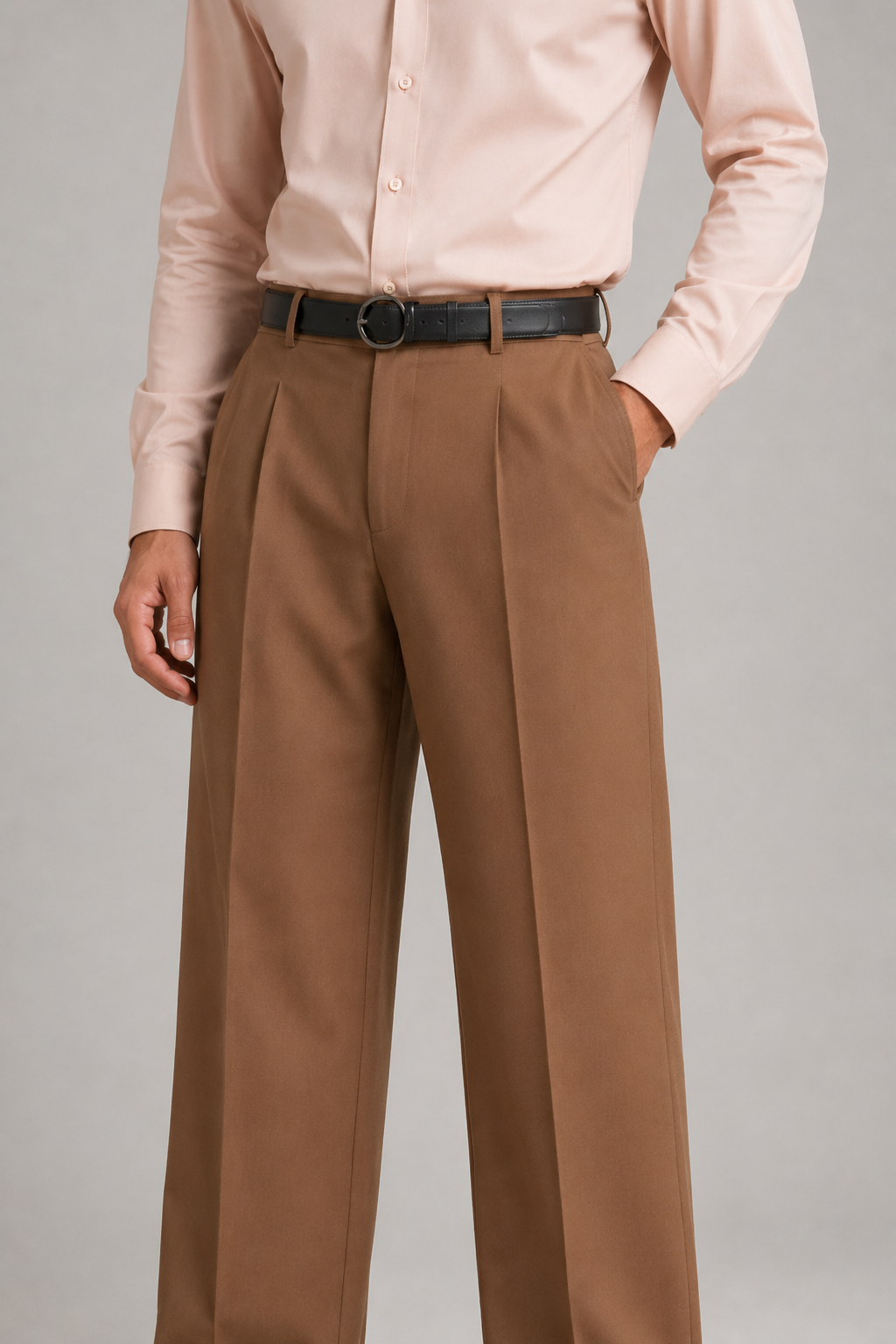 Mens Tailored Wide Leg Pants - Golden Brown