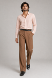 Mens Tailored Wide Leg Pants - Golden Brown