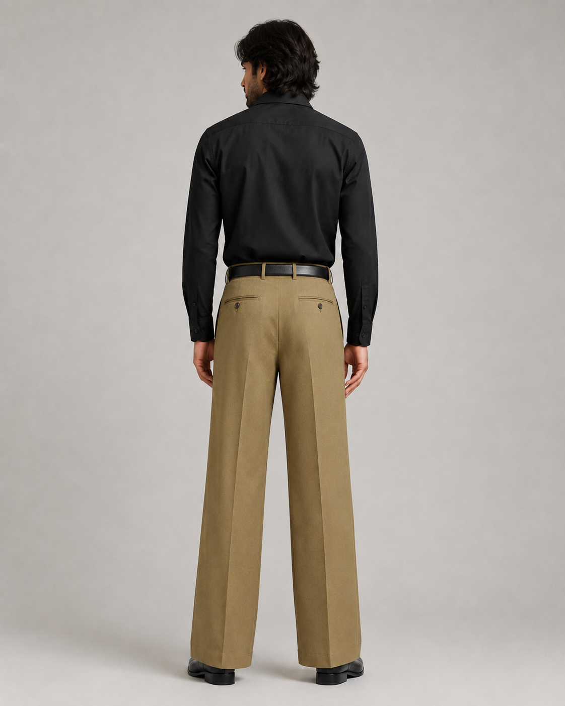 Mens Tailored Wide Leg Pants - Golden Brown