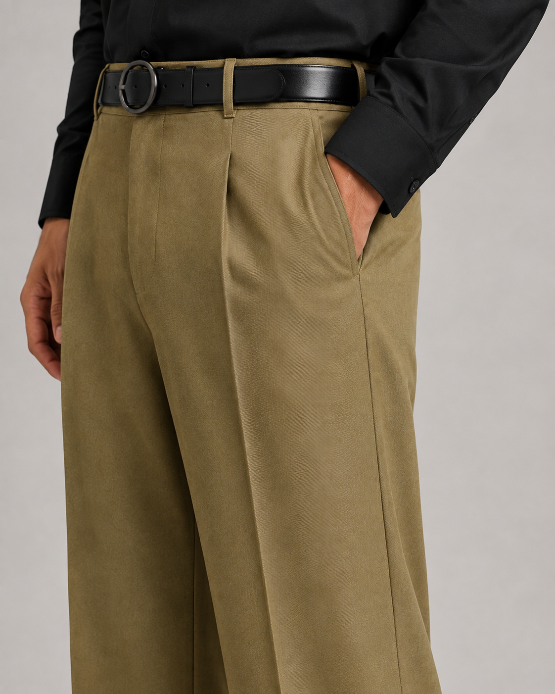 Mens Tailored Wide Leg Pants - Golden Brown