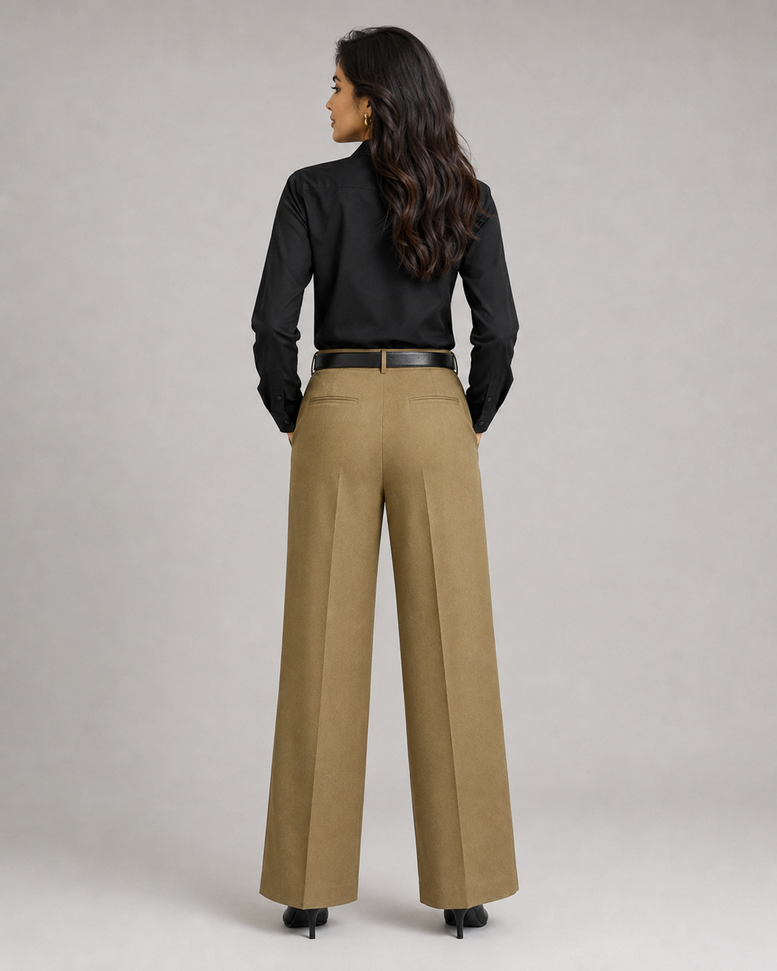 Tailored Wide Leg Pants - Golden Brown