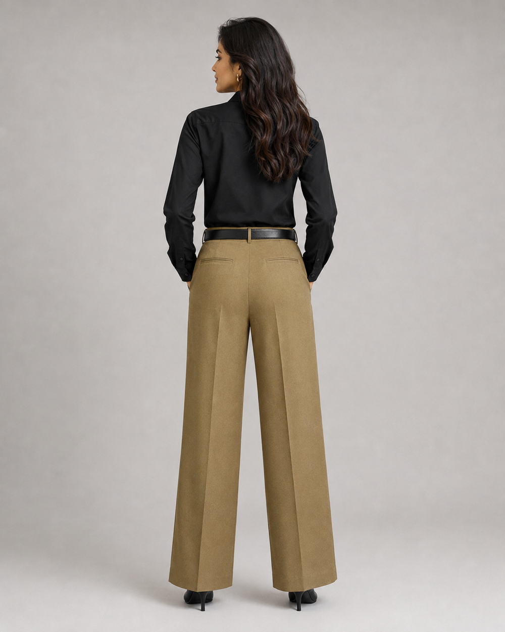 Tailored Wide Leg Pants - Golden Brown