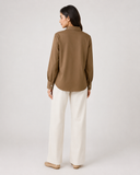 Women’s Cotton Button Down Shirt - Dark Brown