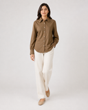 Women’s Cotton Button Down Shirt - Dark Brown