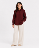 Women’s Cotton Button Down Shirt - Maroon
