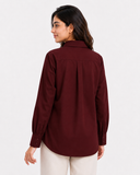 Women’s Cotton Button Down Shirt - Maroon