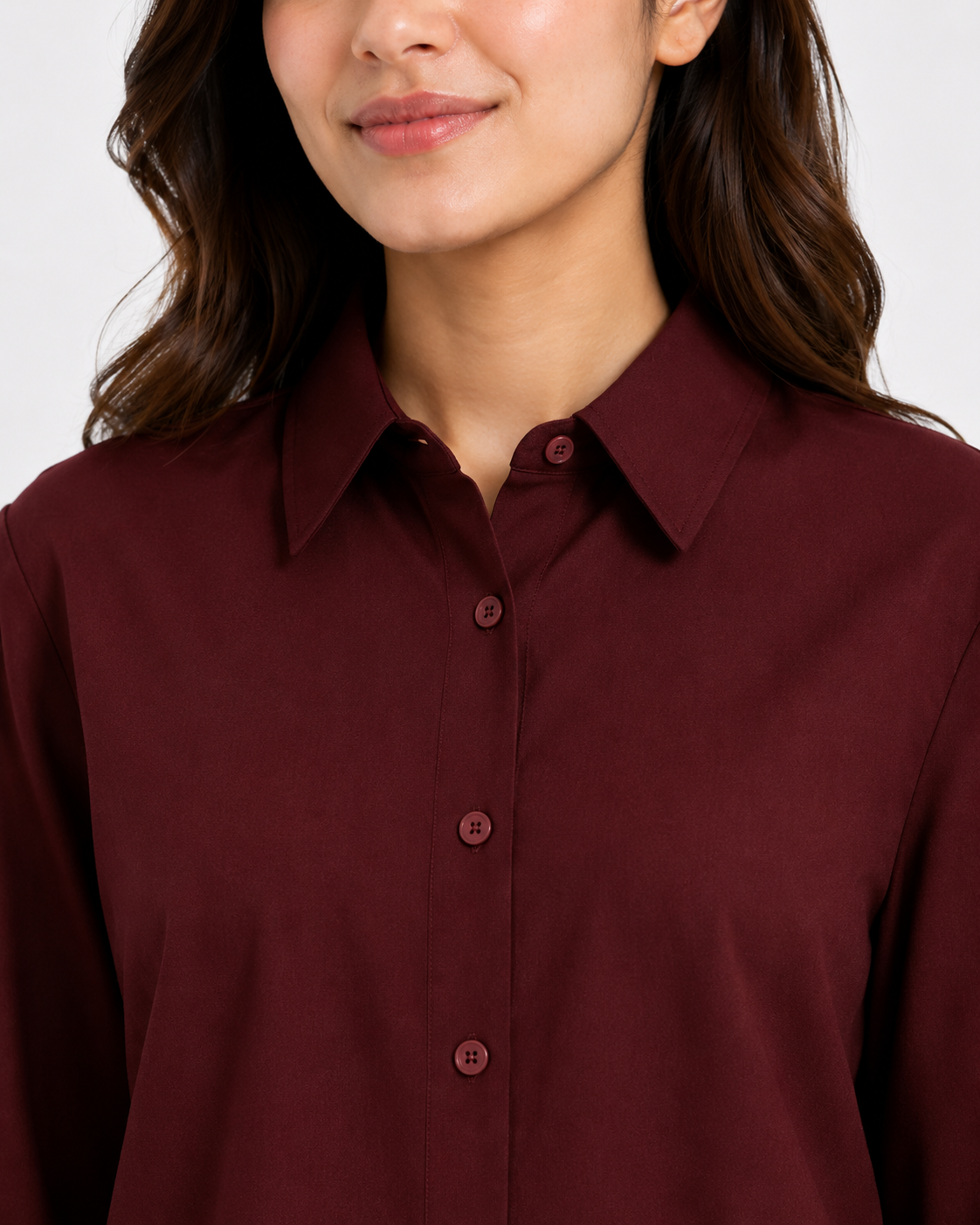 Women’s Cotton Button Down Shirt - Maroon