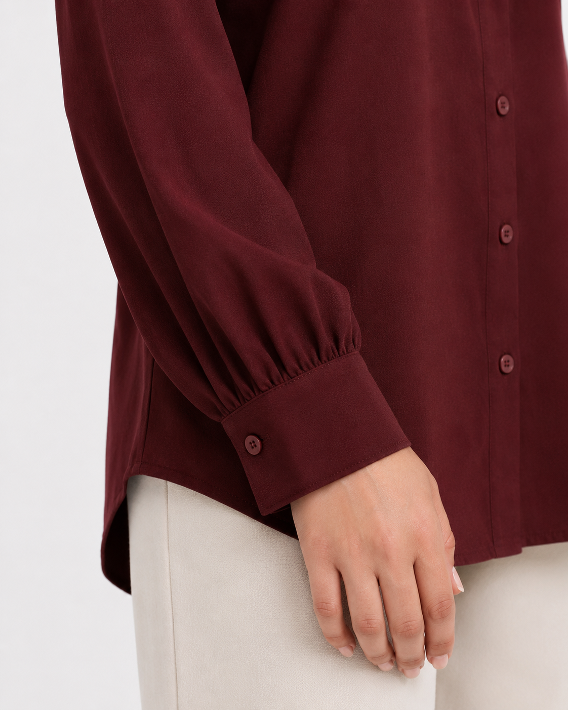 Women’s Cotton Button Down Shirt - Maroon
