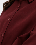 Women’s Cotton Button Down Shirt - Maroon