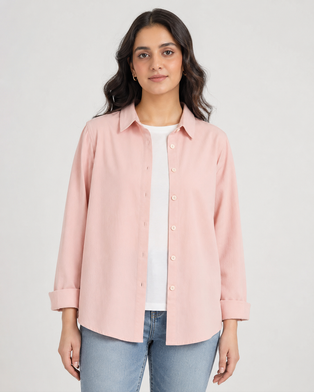 Women’s Cotton Button Down Shirt - Pink