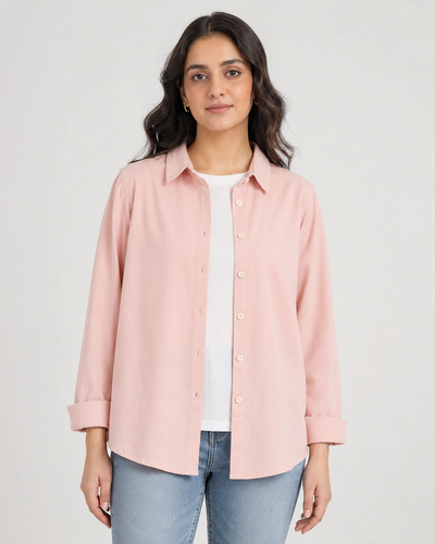 Women’s Cotton Button Down Shirt - Pink
