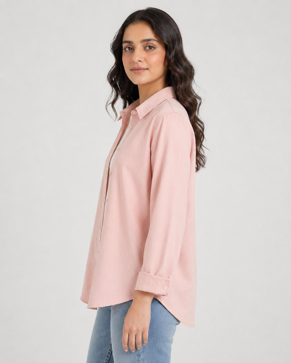 Women’s Cotton Button Down Shirt - Pink
