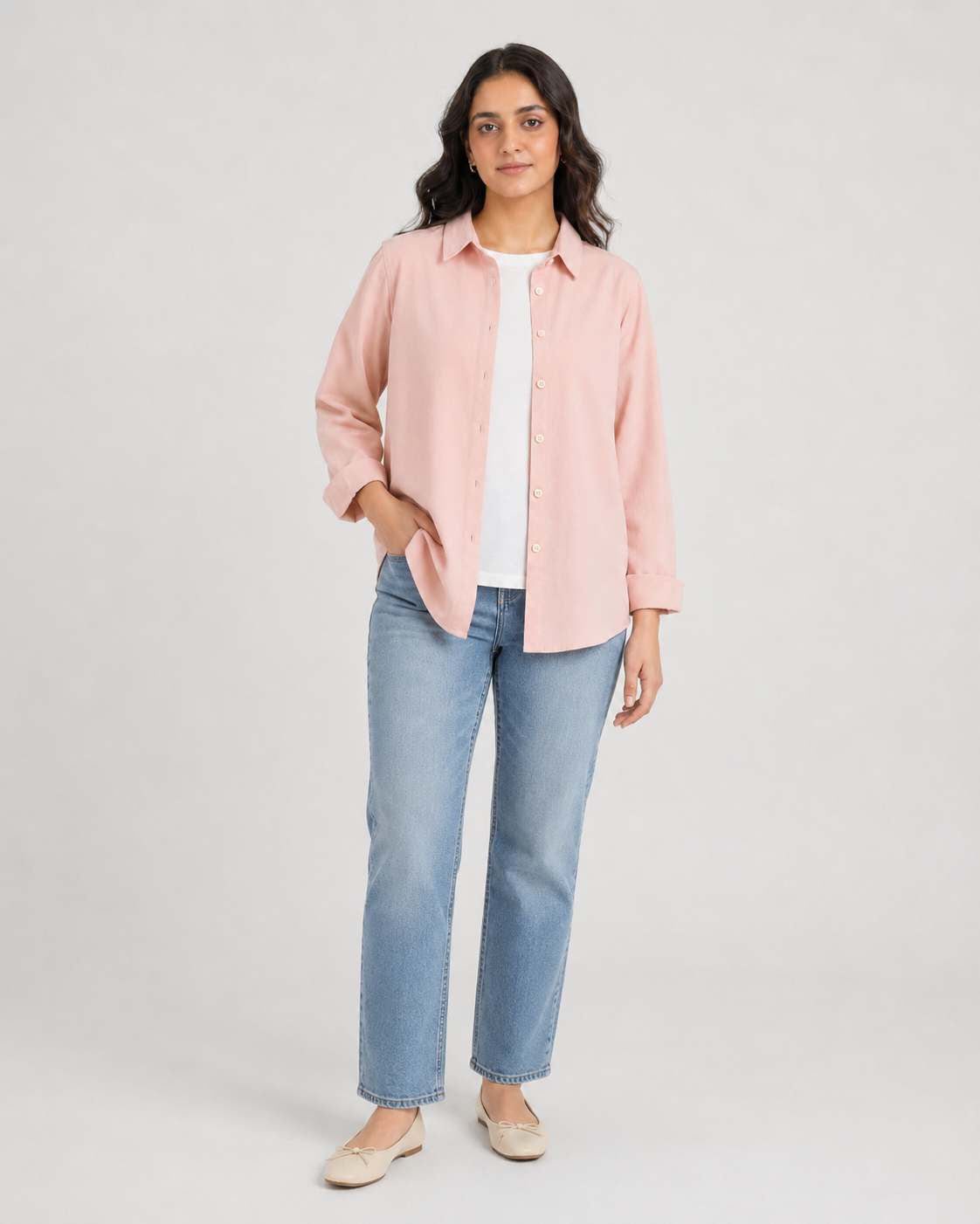 Women’s Cotton Button Down Shirt - Pink