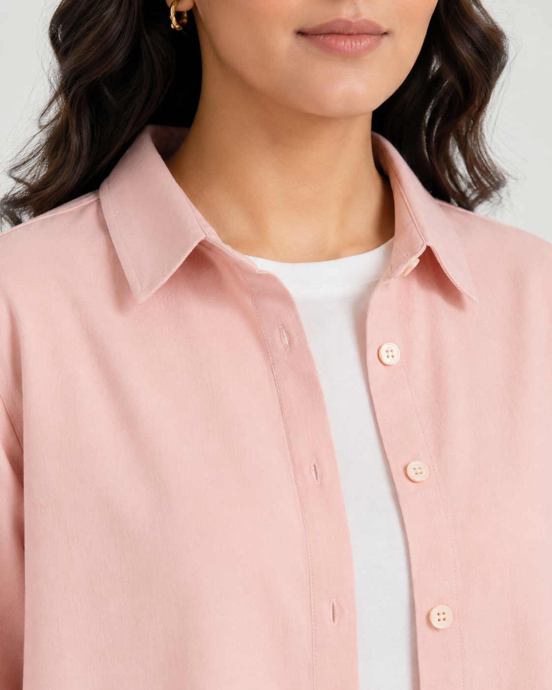 Women’s Cotton Button Down Shirt - Pink