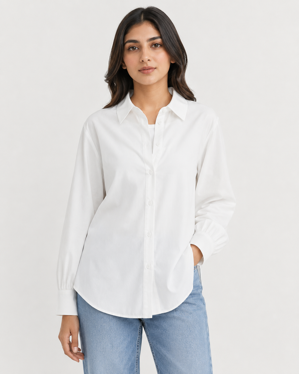 Women’s Cotton Button Down Shirt - White
